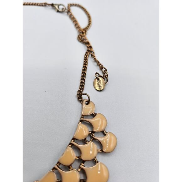 Vintage 1990s Bib Collar Style Statement Piece Necklace Cream Enamel - Picture 4 of 4